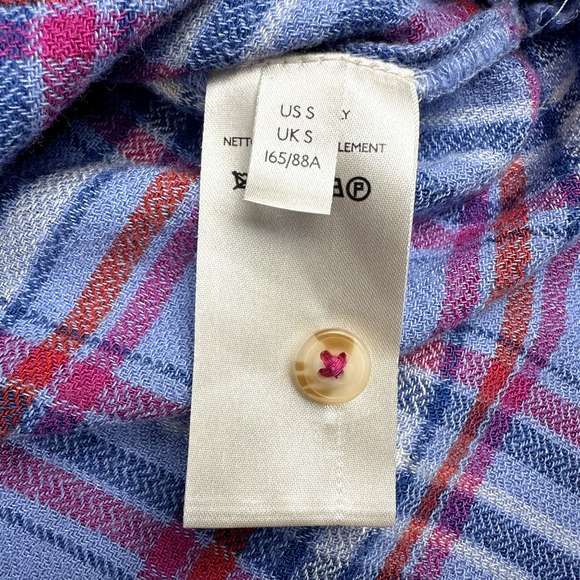 Pilcro Wool Blend‎ Flannel Shirt Women's Small Blue Plaid Western Rodeo Anthro - Picture 9 of 11